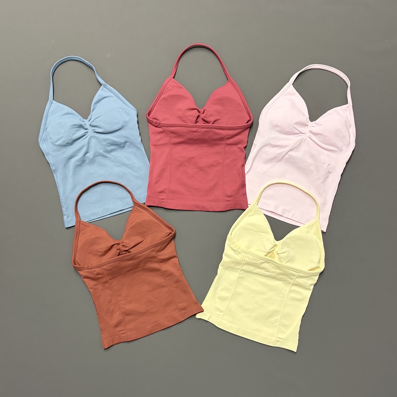 Aquatic Gym - Nahtloses Damen-Sport-Tanktop mit Neckholder und Spaghettiträgern,