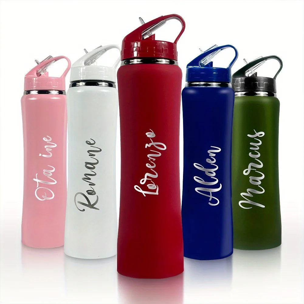 Aquatic Gym - Personalisierte isolierte Edelstahl-Wasserflasche mit Strohhalm –